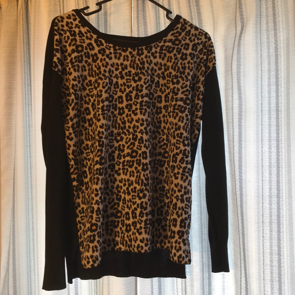 Leopard (cheetah?) print, black back long sleeve.